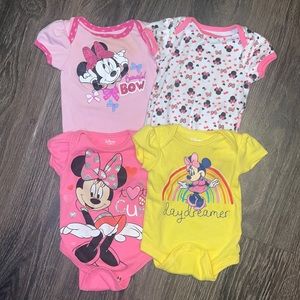 Disney Baby Girl 0/3 month Minnie Mouse onesie set of 4